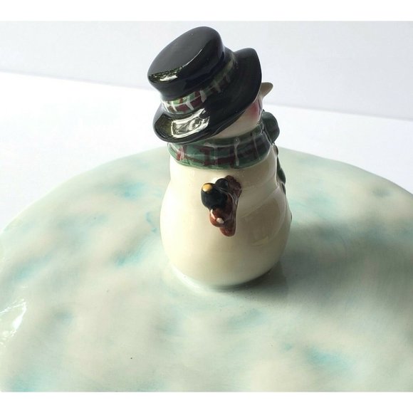 SAKURA Fiddlestix Snowman Portraits FILL-A-BOWL Candy Dish Bowl with LID winter - Picture 7 of 12